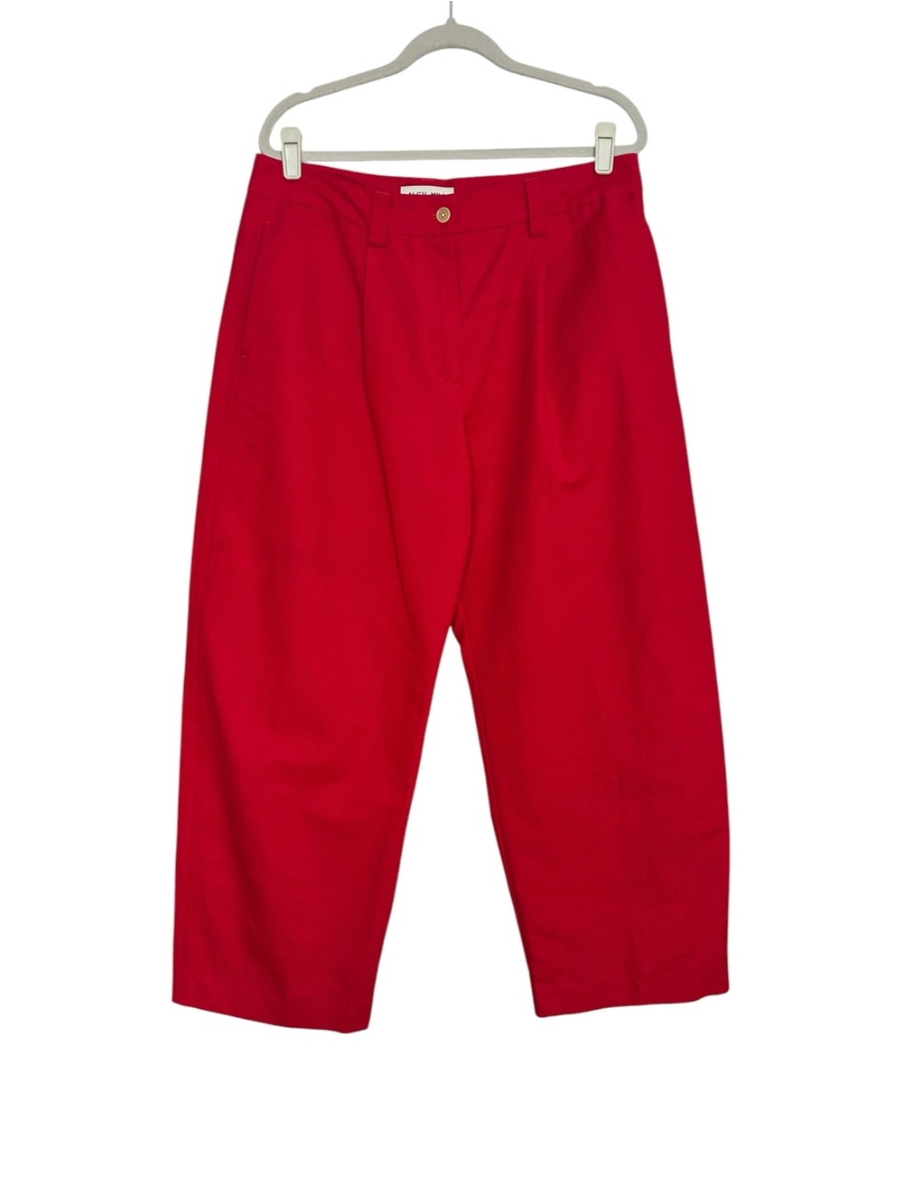 ALEX MILL Size 14 Red Linen Cotton Pants Pleated Tapered Leg Office Wear